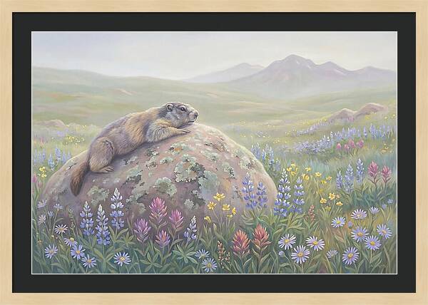 Marmot Sunning On Boulder