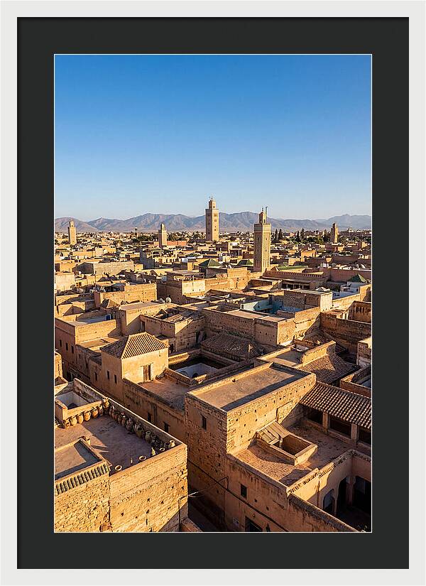Marrakech Minarets Over Rooftops