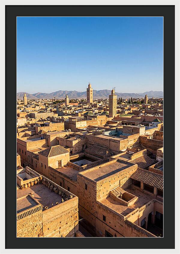 Marrakech Minarets Over Rooftops