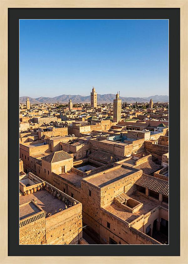 Marrakech Minarets Over Rooftops