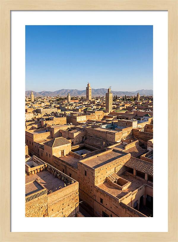 Marrakech Minarets Over Rooftops