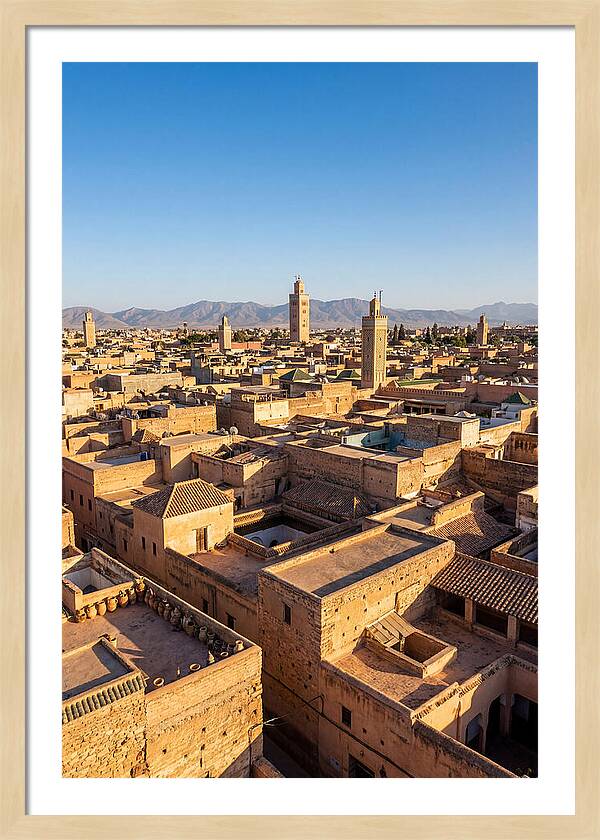 Marrakech Minarets Over Rooftops