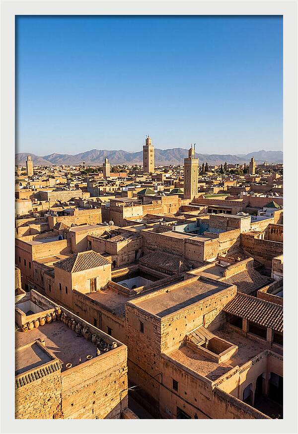Marrakech Minarets Over Rooftops