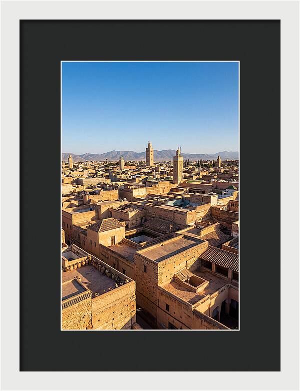 Marrakech Minarets Over Rooftops