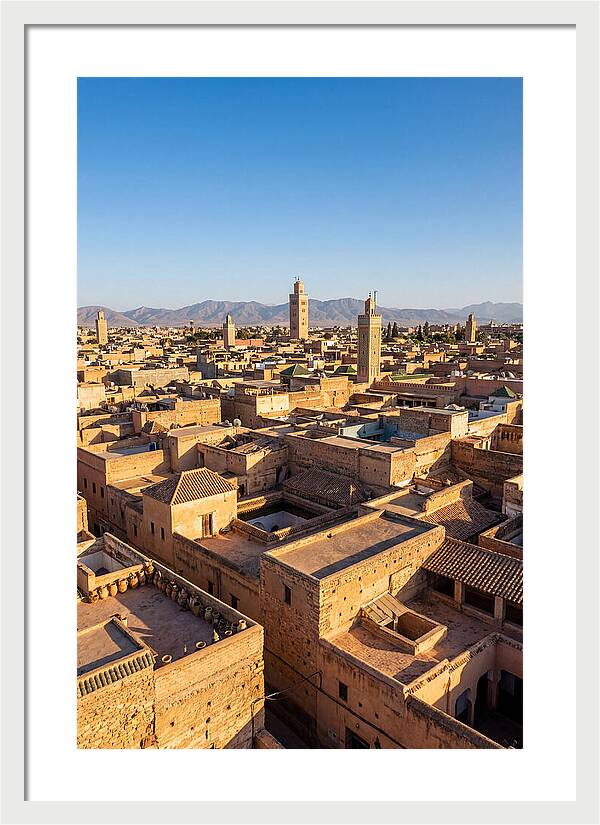 Marrakech Minarets Over Rooftops