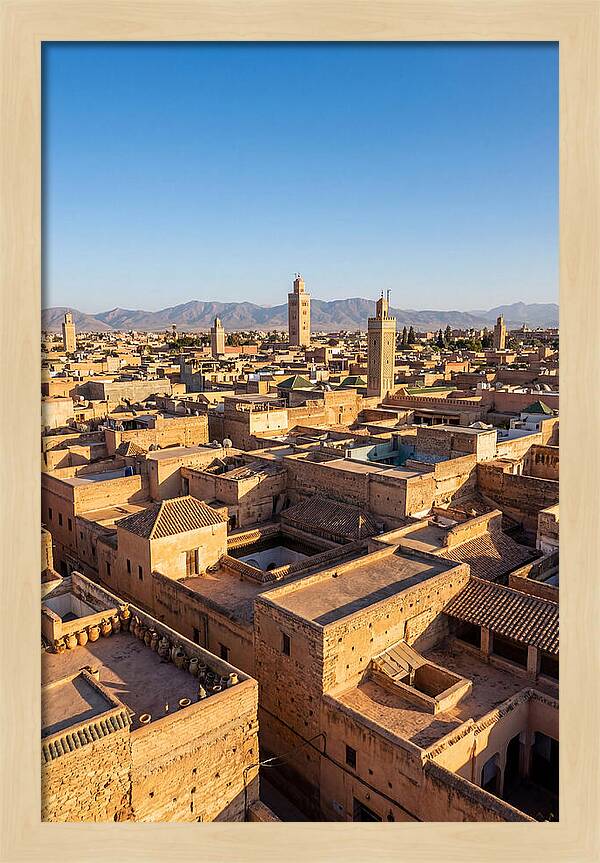 Marrakech Minarets Over Rooftops