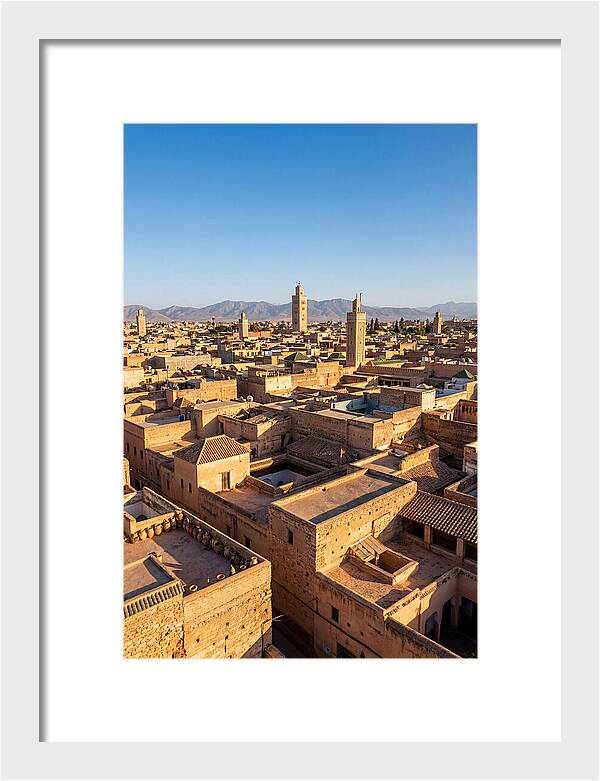 Marrakech Minarets Over Rooftops