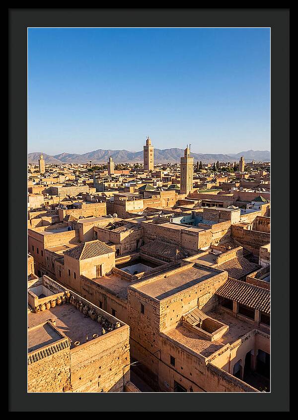 Marrakech Minarets Over Rooftops