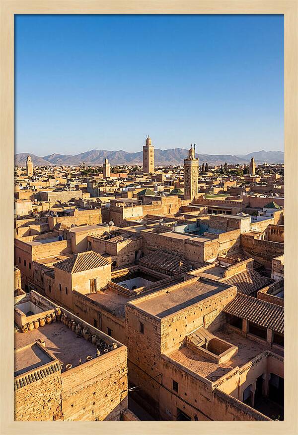 Marrakech Minarets Over Rooftops