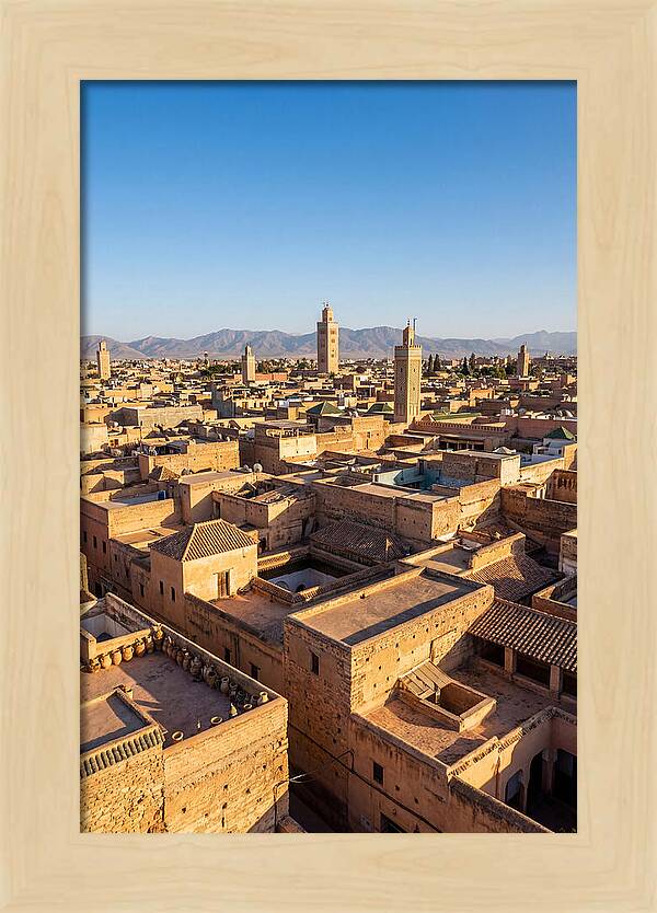 Marrakech Minarets Over Rooftops