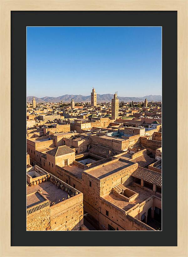 Marrakech Minarets Over Rooftops