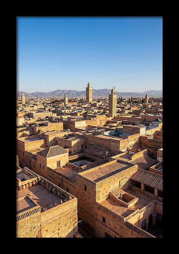 Marrakech Minarets Over Rooftops