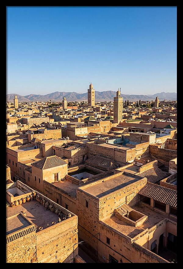 Marrakech Minarets Over Rooftops