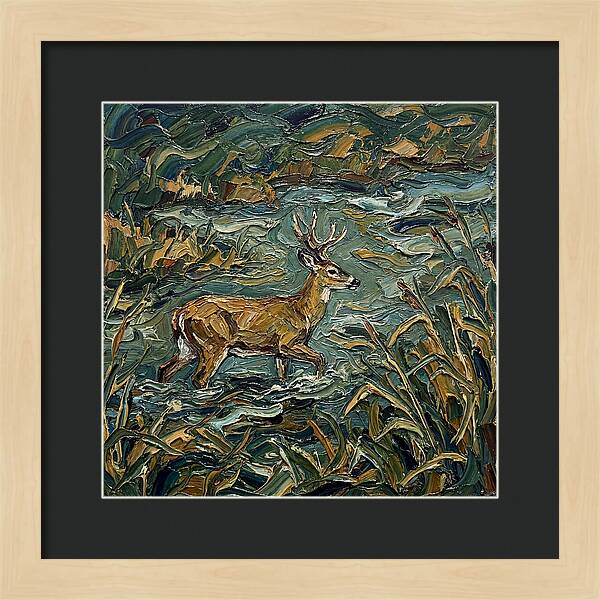 Marsh Deer Amidst Serene Reflections