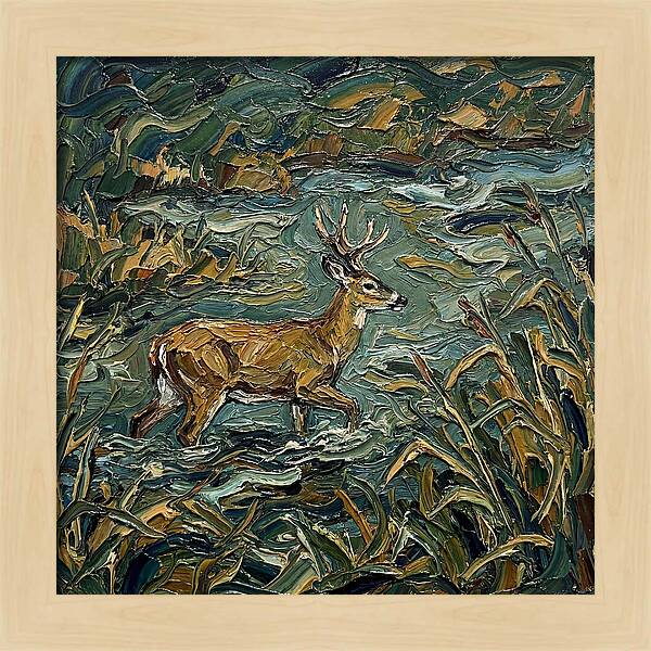 Marsh Deer Amidst Serene Reflections
