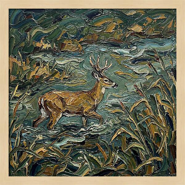 Marsh Deer Amidst Serene Reflections