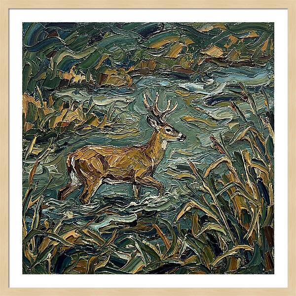 Marsh Deer Amidst Serene Reflections