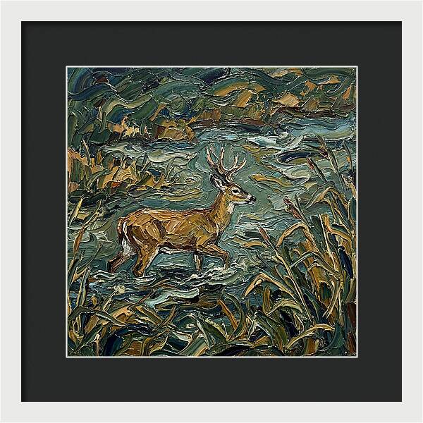 Marsh Deer Amidst Serene Reflections