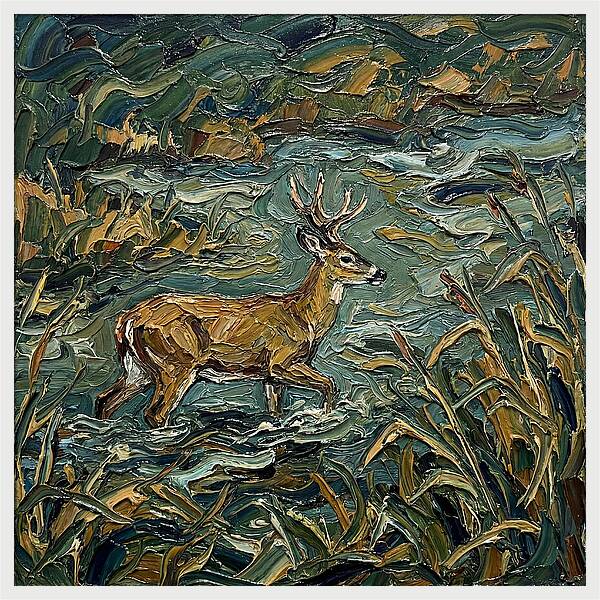 Marsh Deer Amidst Serene Reflections