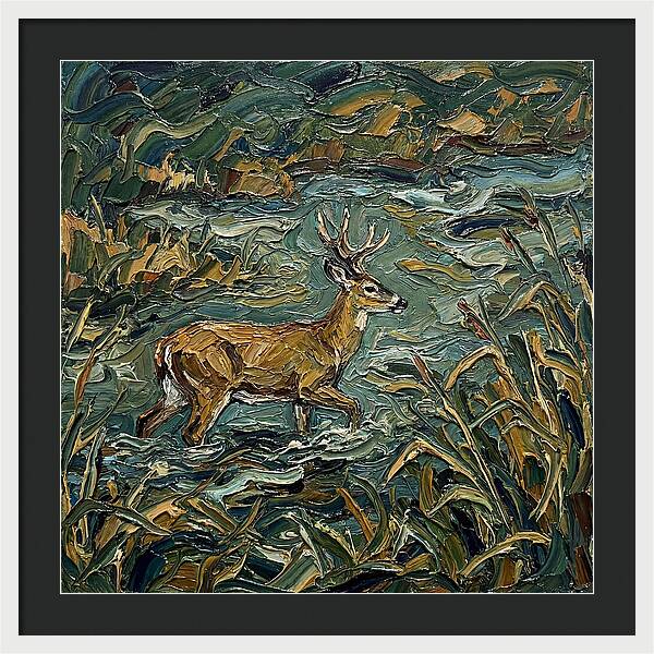 Marsh Deer Amidst Serene Reflections