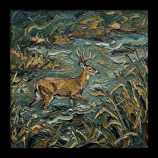 Marsh Deer Amidst Serene Reflections