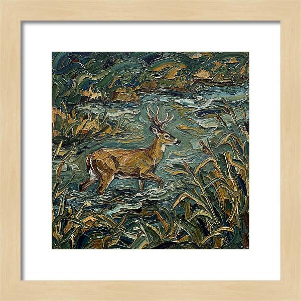 Marsh Deer Amidst Serene Reflections