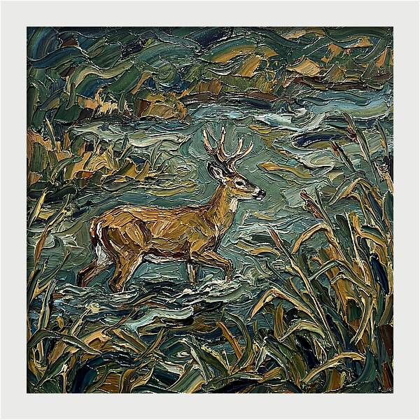 Marsh Deer Amidst Serene Reflections