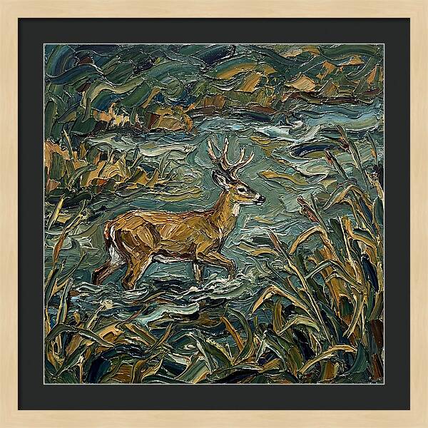 Marsh Deer Amidst Serene Reflections