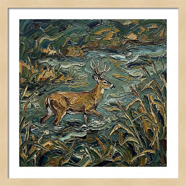 Marsh Deer Amidst Serene Reflections