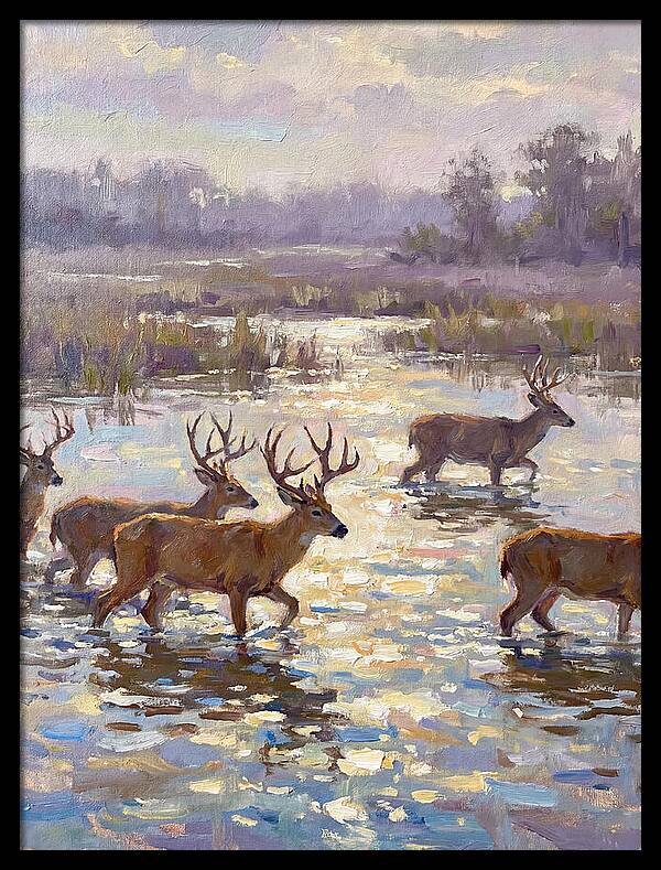 Marsh Deer Among Serene Reflections