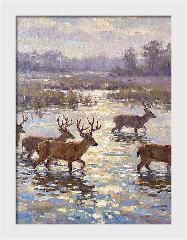 Marsh Deer Among Serene Reflections