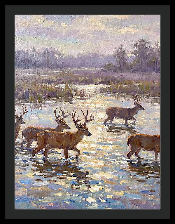 Marsh Deer Among Serene Reflections