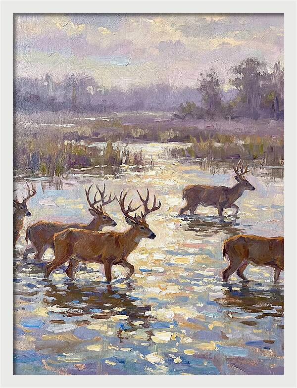 Marsh Deer Among Serene Reflections