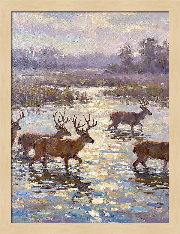 Marsh Deer Among Serene Reflections
