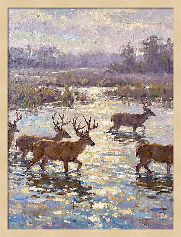 Marsh Deer Among Serene Reflections