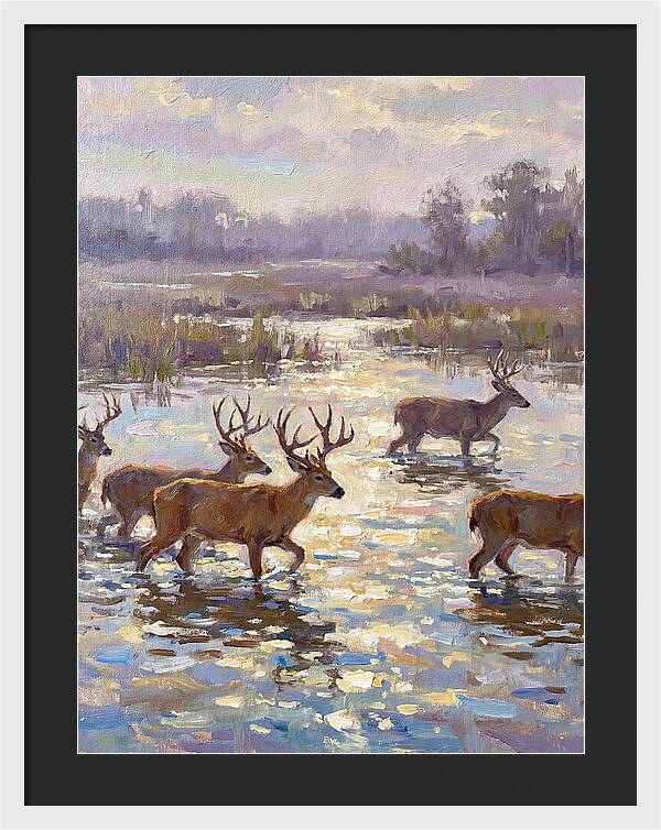 Marsh Deer Among Serene Reflections