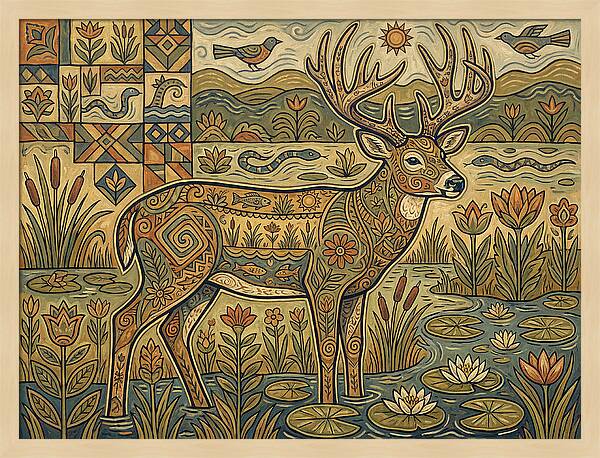 Marsh Deer Folk Art