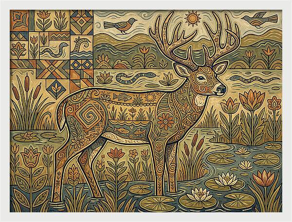 Marsh Deer Folk Art