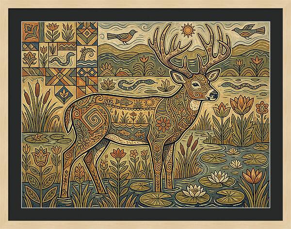 Marsh Deer Folk Art