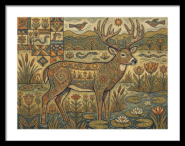 Marsh Deer Folk Art