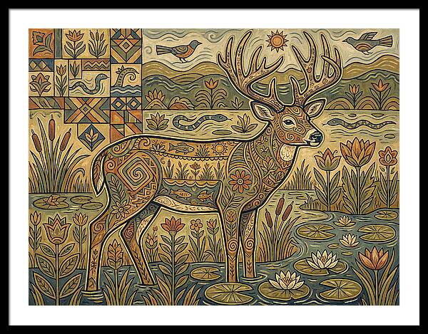Marsh Deer Folk Art