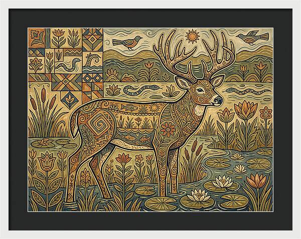 Marsh Deer Folk Art