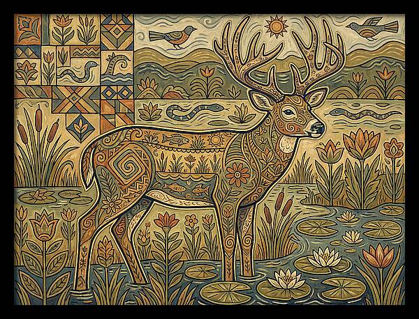 Marsh Deer Folk Art