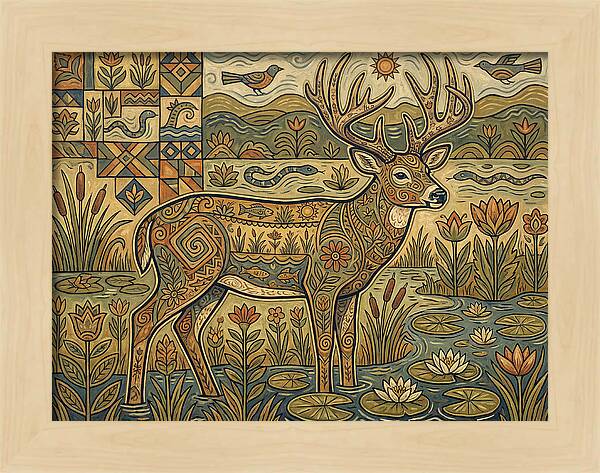 Marsh Deer Folk Art