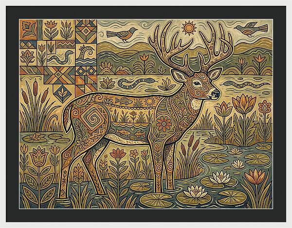 Marsh Deer Folk Art