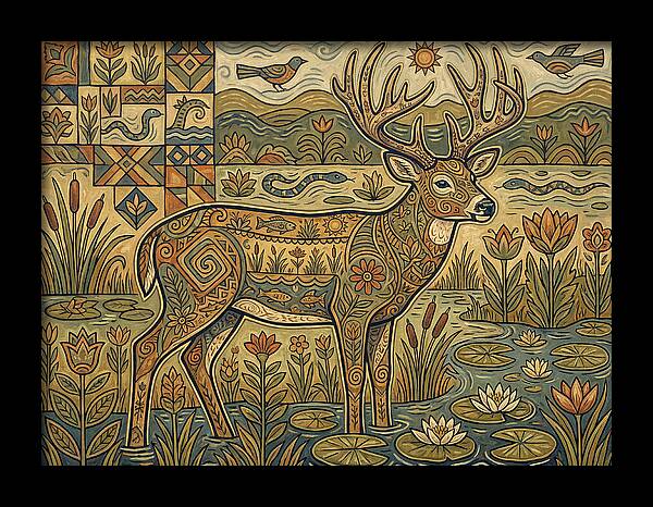 Marsh Deer Folk Art