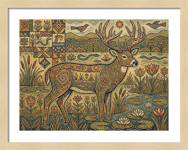 Marsh Deer Folk Art