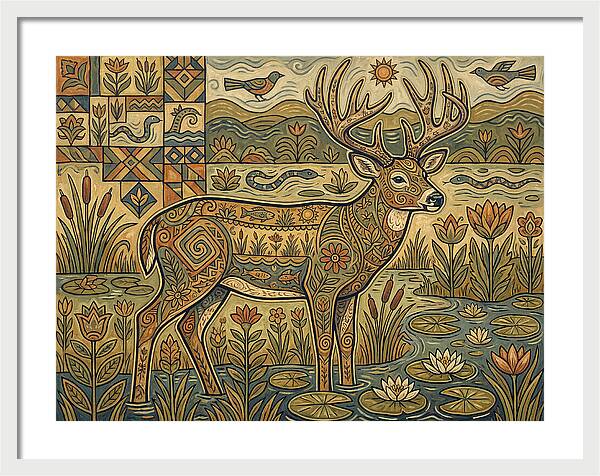 Marsh Deer Folk Art