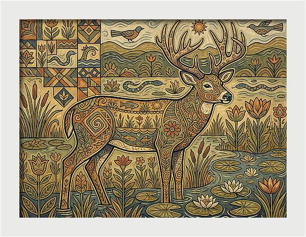 Marsh Deer Folk Art