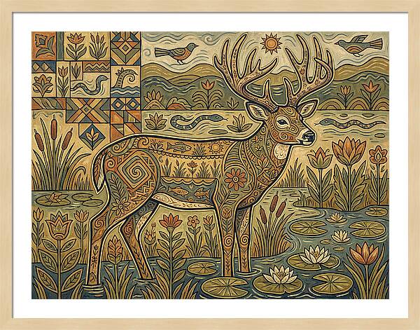 Marsh Deer Folk Art
